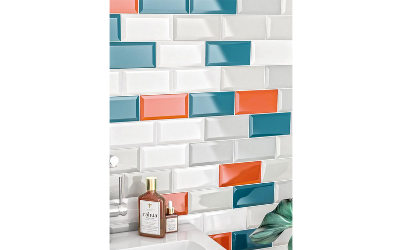 Настенная плитка Клемансо 16057 Бирюзовый Грань 7,4x15