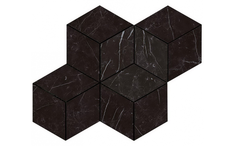 Мозаика Nero Marquina Mosaico Esagono Lappato (AS2K) 30x35