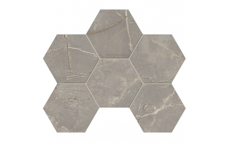 Мозаика BR03 Bernini Hexagon Grey полированная 25x28,5
