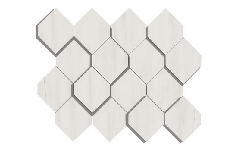 Мозаика Bianco Dolomite Mosaico Esagono 3D (AS36) 28,2x35,3
