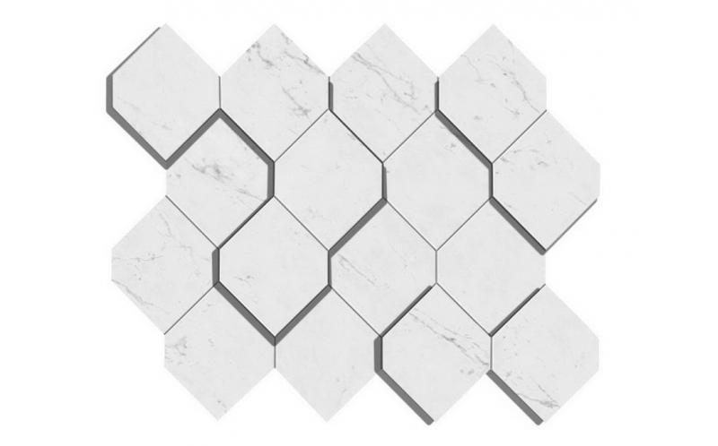 Мозаика Carrara Pure Mosaico Esagono 3D (AS4A) 28,2x35,3
