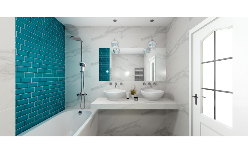 Настенная плитка Клемансо 16057 Бирюзовый Грань 7,4x15