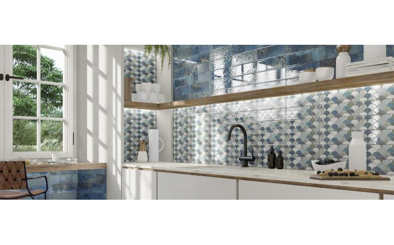 Настенная плитка Bellagio Escama Blu 10x30