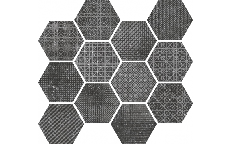 Керамогранит Coralstone Hexagon Melange Black 23579 25,4X29,2
