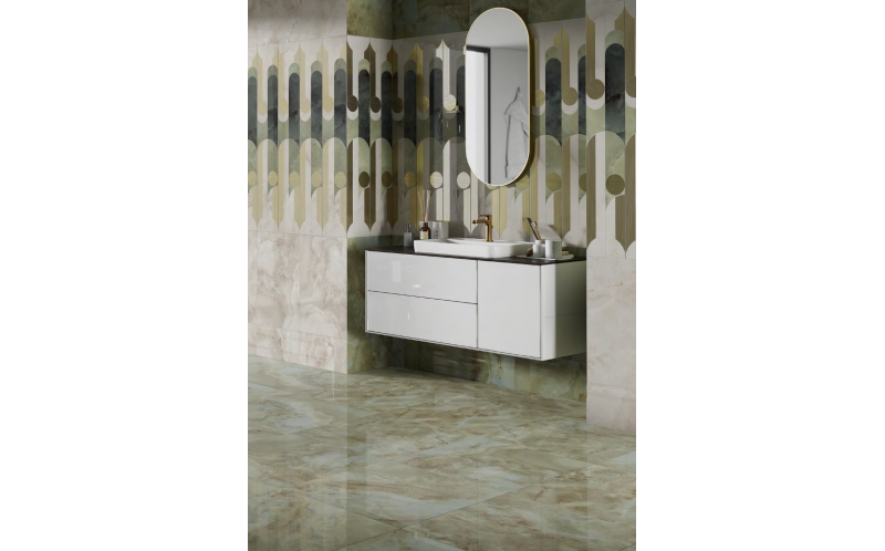 Декор Джардини T017\14025 Зеленый Мозаичный 37,5x45