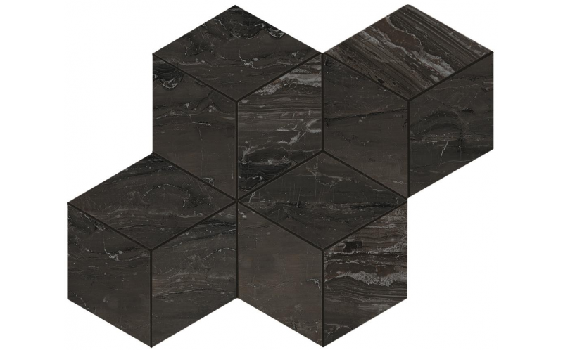 Мозаика Marvel Edge Absolute Brown Mosaico Esagono Lappato (AEPL) 30x35