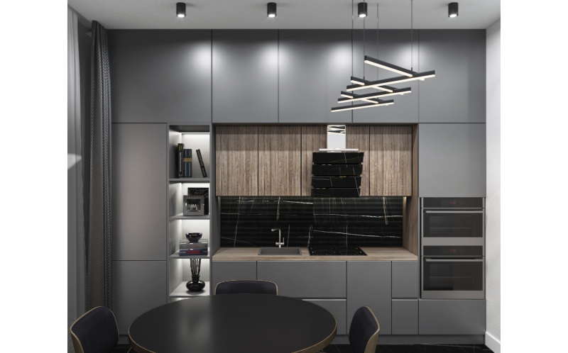 Настенная плитка Греппи 14035R Черный Структура Обрезной 40x120