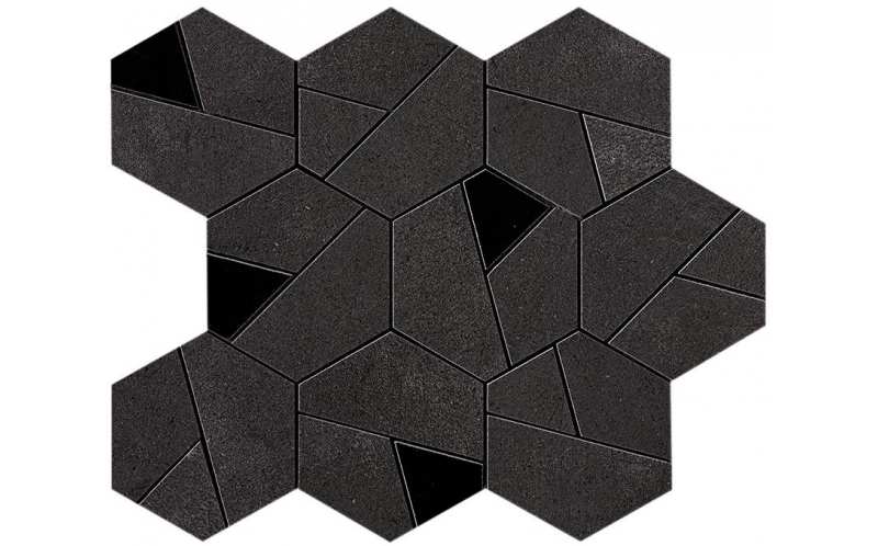 Мозаика Boost Tarmac Mosaico Hex Black (AN7B) 25x28,5