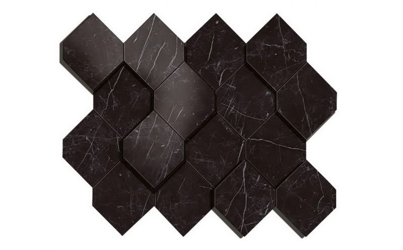 Мозаика Nero Marquina Mosaico Esagono 3D (AS4B) 28,2x35,3