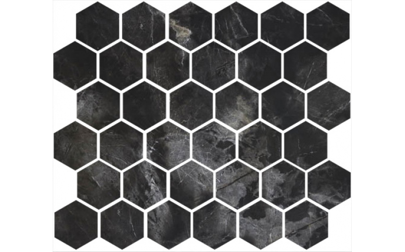 Мозаика BRUNO PERLA.NERO MARMO HEXAGON BLACK FULL LAPPATO 24,5x28