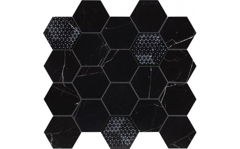 Мозаика 02613 Majestic Hexagon Royal Nero Lev 34X36