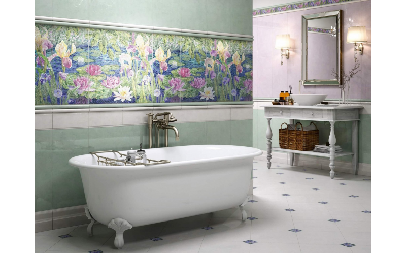 Настенная плитка Сад Моне 11126R Зеленый Обрезной 30x60