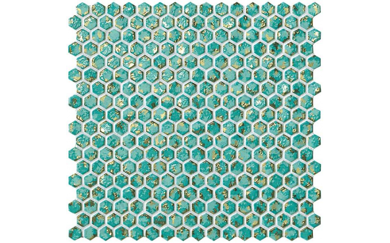 Мозаика Dwell Turquoise Hexagon Gold (6DHT) 30x30