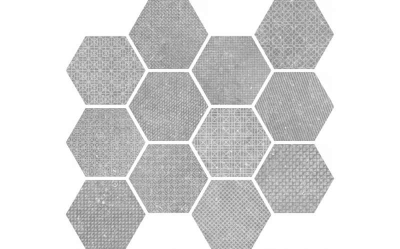 Керамогранит Coralstone Hexagon Melange Grey 23584 25,4X29,2