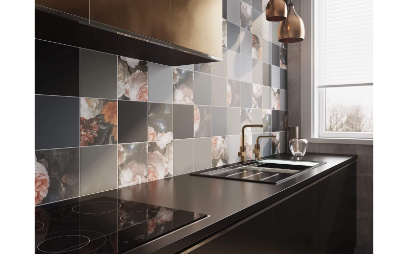 Настенная плитка Ателье 5115 Калейдоскоп Черный (1.04М 26Пл) 20x20