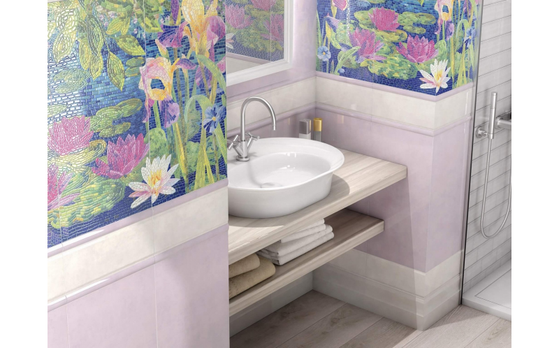 Настенная плитка Сад Моне 11125R Белый Обрезной 30x60