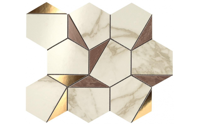 Мозаика Marvel Edge Gold Hex Brown-Calacatta (9EHB) 25,1x29