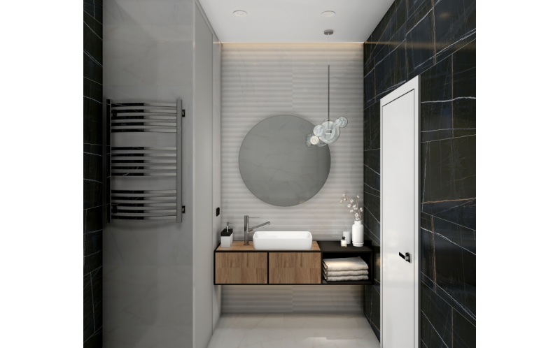 Настенная плитка Греппи 14026R Черный Обрезной 40x120