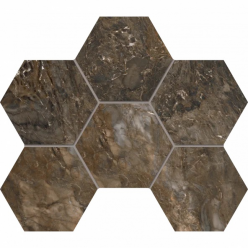 Мозаика BR04 Bernini Hexagon Dark Brown полированная 25x28,5