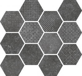 Керамогранит Coralstone Hexagon Melange Black 23579 25,4X29,2