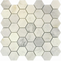 Мозаика из натурального камня Qs-Hex003-3F-48P/10 (чип 48X48X10 мм) 30,5x30,5